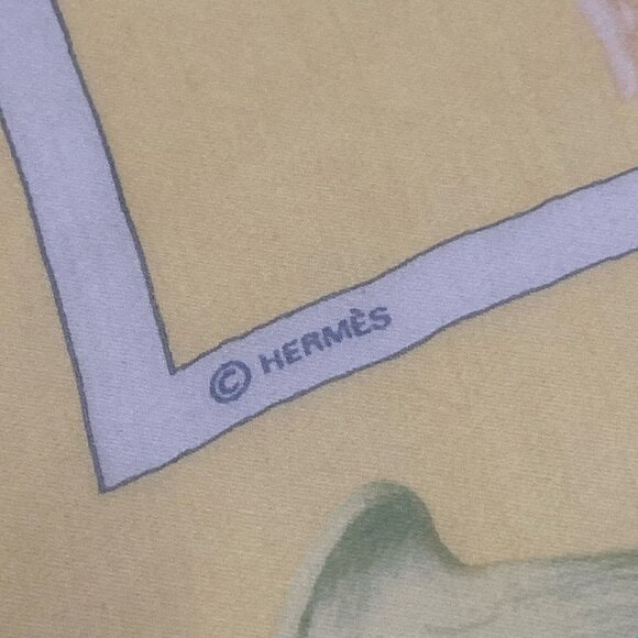 Auth HERMES Carre 90 - Yellow Khaki Multi Scarf - Picture 3 of 7